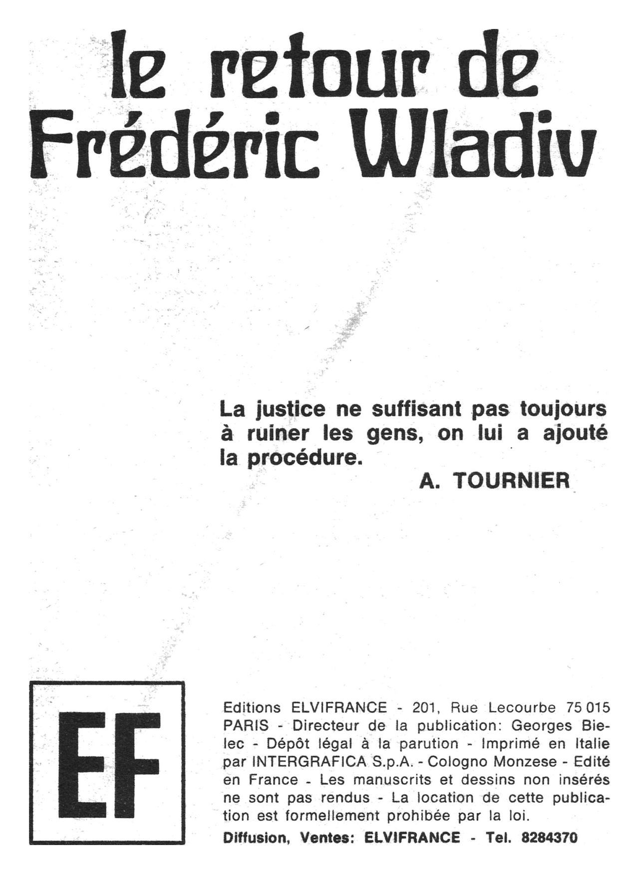 Elvifrance - Série bleue - 052 - Le retour de Frédéric Wladiv numero d'image 3