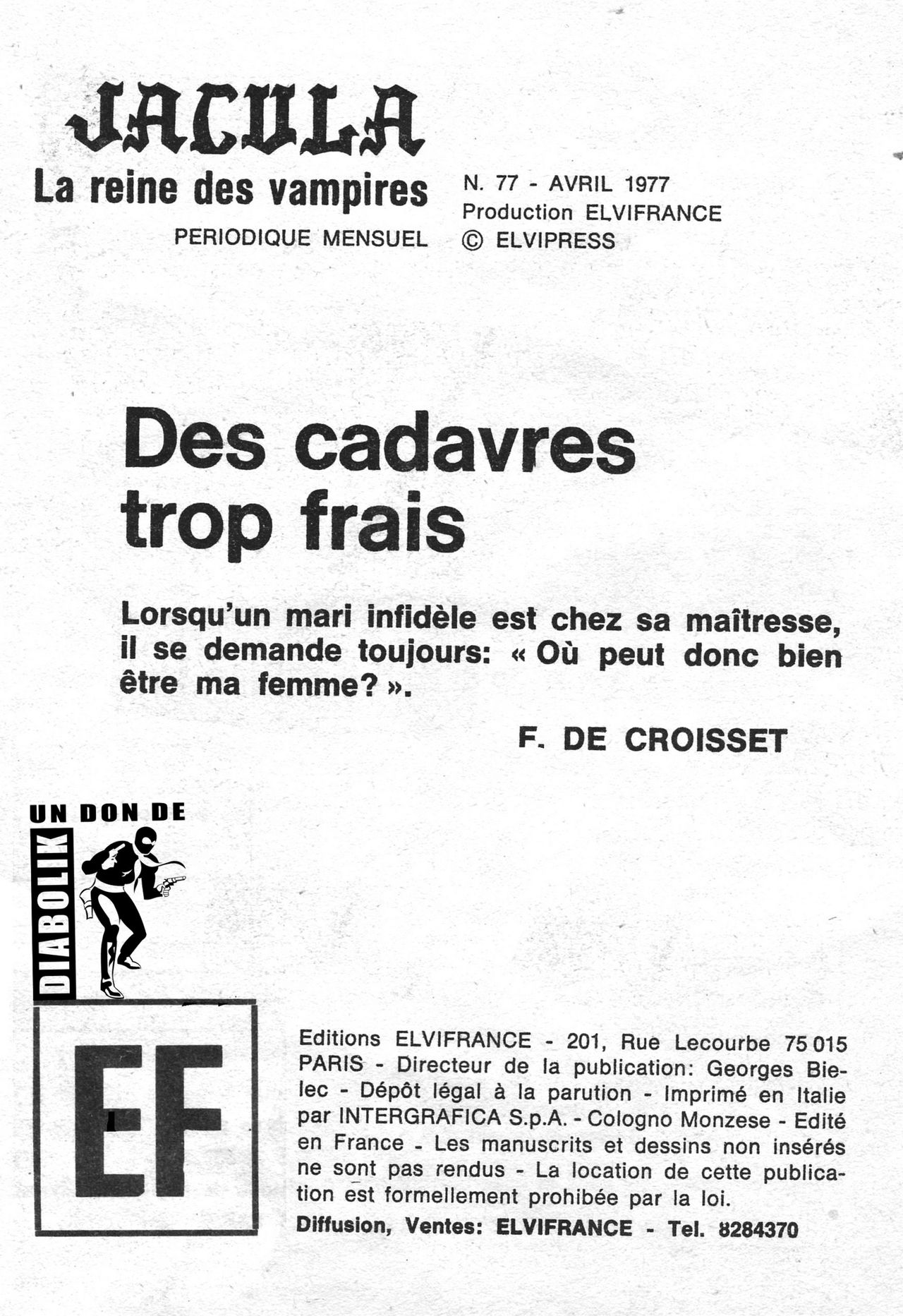 Elvifrance - Jacula - T077 - Des Cadavres trop Frais numero d'image 2