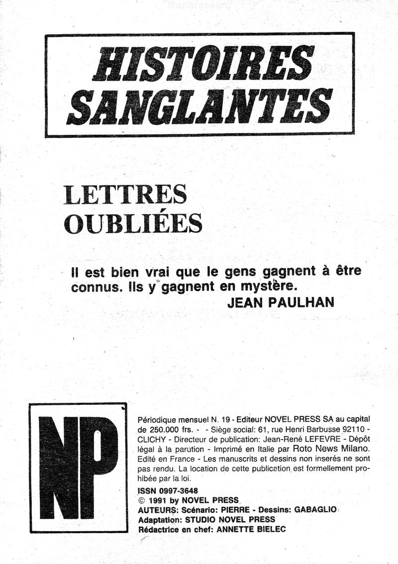 Novel Press - Histoires sanglantes - 019 - Lettres oubliées numero d'image 2