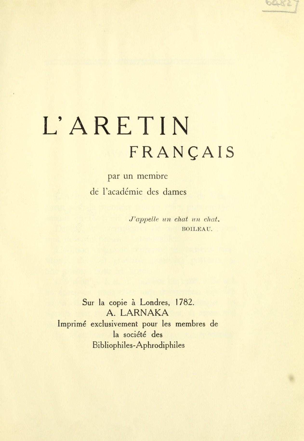 LArétin français : par un membre de lAcadémie des dames ... Sur la copie à Londres, 1782 numero d'image 10